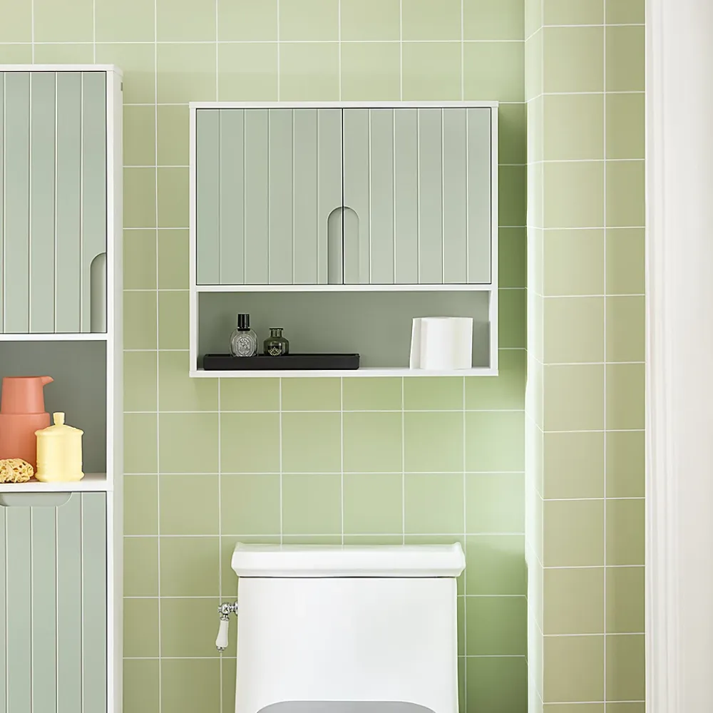 Armoire De Salle De Bains|Sobuy Armoire Murale, Placard de Rangement, avec 2 Portes, BZR140-GR,