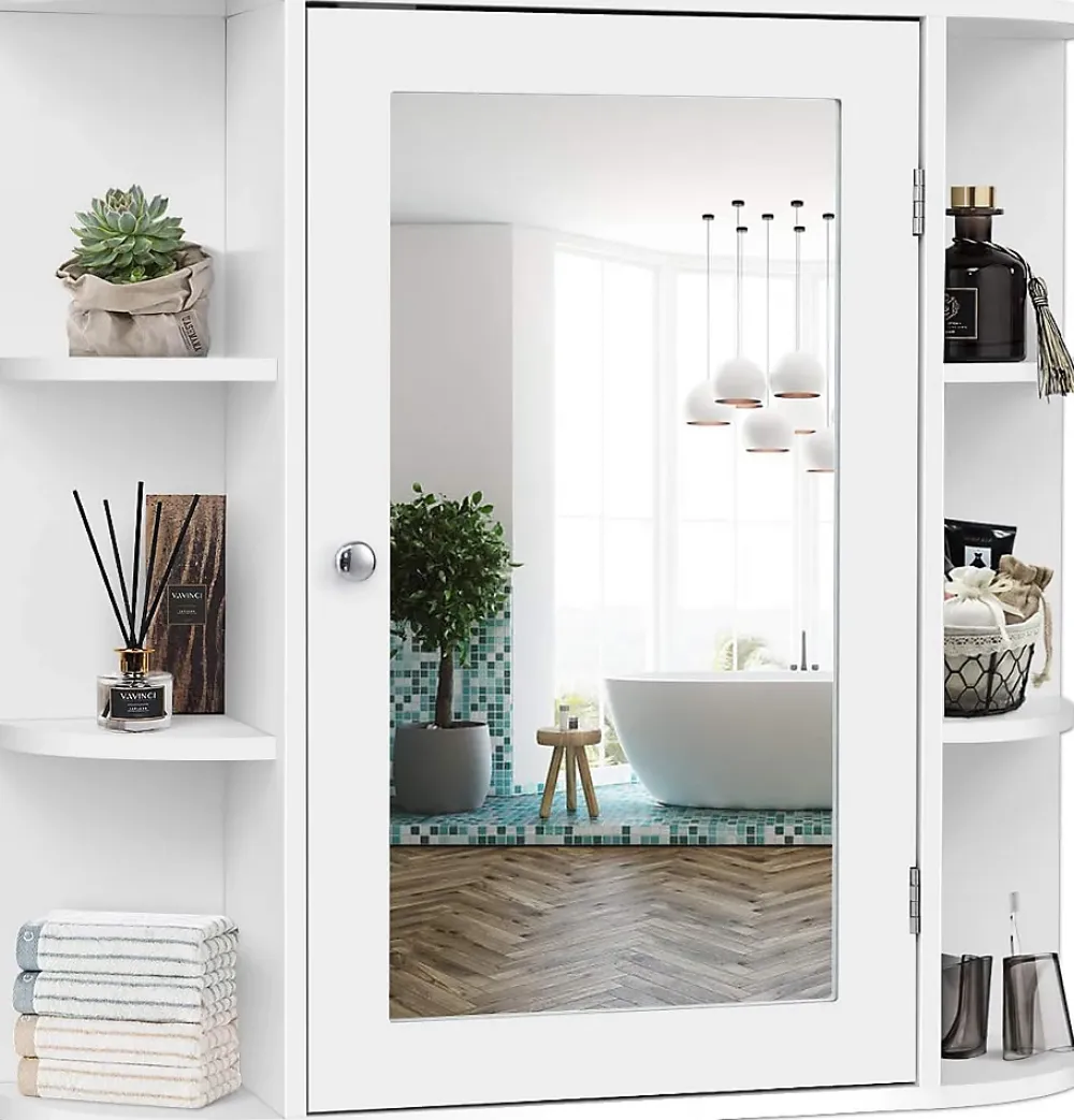 Armoire De Salle De Bains|Meuble De Salle De Bains Faible Profondeur|Giantex Armoire Murale pour Salle de Bain 65 x 17 x 63CM Blanc
