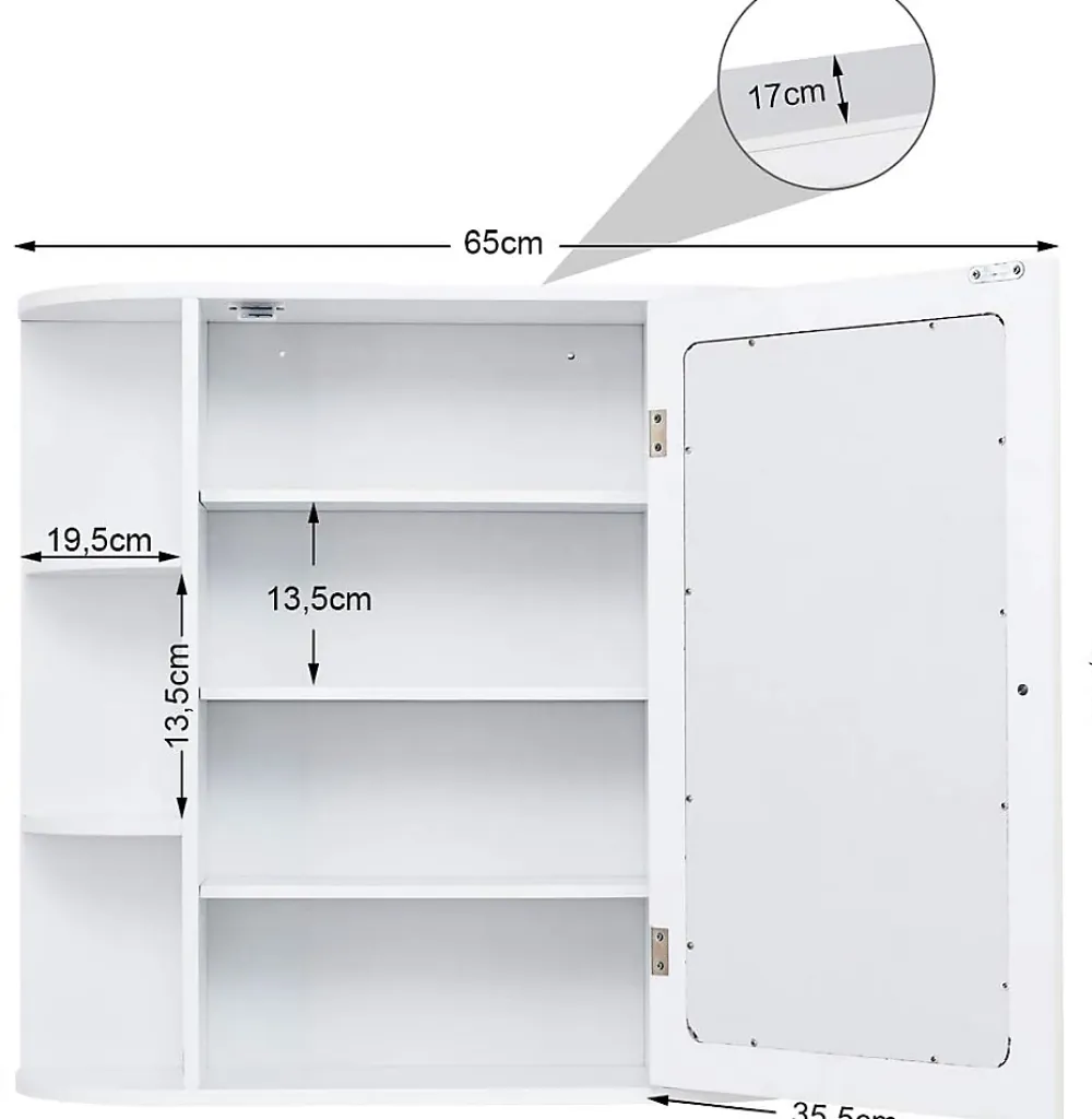 Armoire De Salle De Bains|Meuble De Salle De Bains Faible Profondeur|Giantex Armoire Murale pour Salle de Bain 65 x 17 x 63CM Blanc