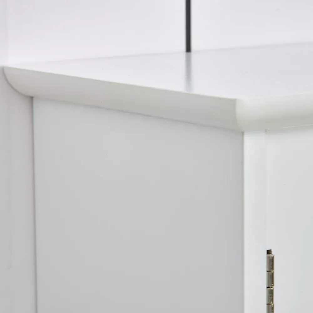 kleankin Armoire murale salle de bain armoire à glace placard de rangement toilettes 1 porte niche + étagères latérales MDF blanc