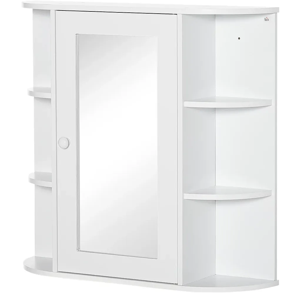 Etagère Salle De Bains|ProximaX Armoire murale salle de bain blanche avec miroir, 8 compartiments, meuble suspendu multifonction, 66 x 17 x 63 cm