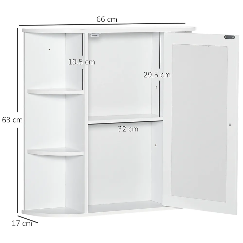 Etagère Salle De Bains|ProximaX Armoire murale salle de bain blanche avec miroir, 8 compartiments, meuble suspendu multifonction, 66 x 17 x 63 cm