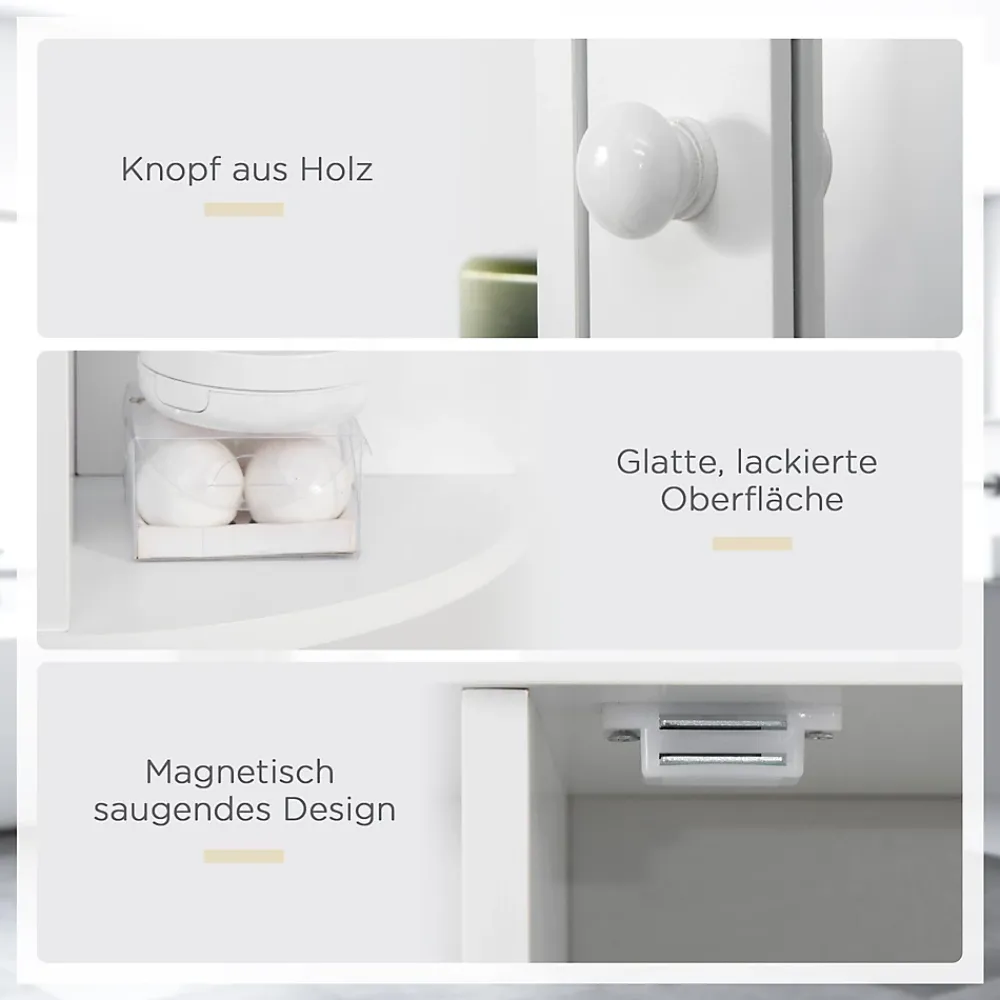 Etagère Salle De Bains|ProximaX Armoire murale salle de bain blanche avec miroir, 8 compartiments, meuble suspendu multifonction, 66 x 17 x 63 cm