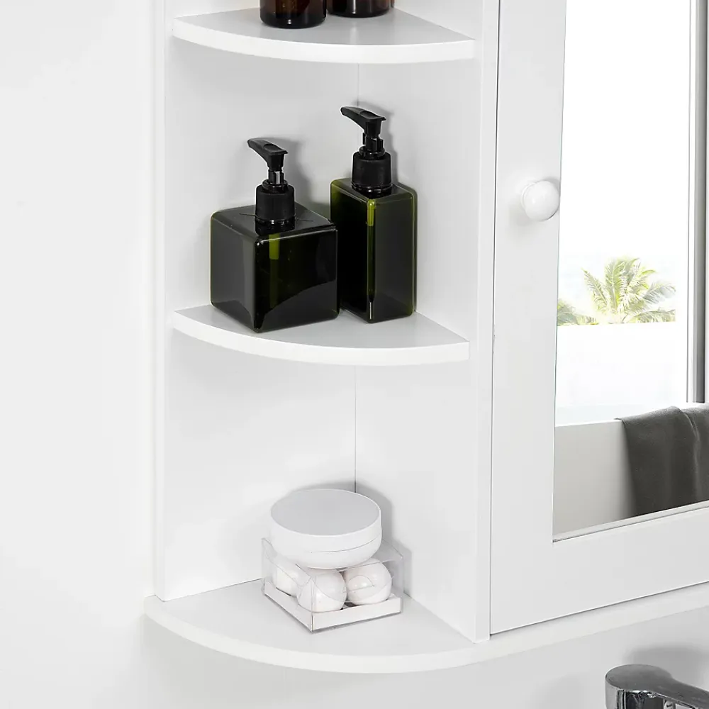 Etagère Salle De Bains|ProximaX Armoire murale salle de bain blanche avec miroir, 8 compartiments, meuble suspendu multifonction, 66 x 17 x 63 cm