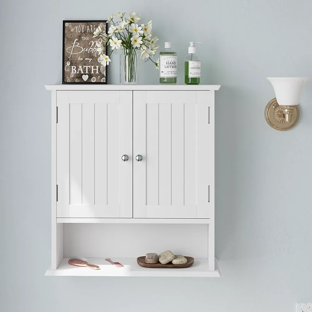 Armoire De Salle De Bains|ProximaX Armoire murale salle de bain blanche à double porte, armoire à pharmacie avec étagères réglables, multi-usage