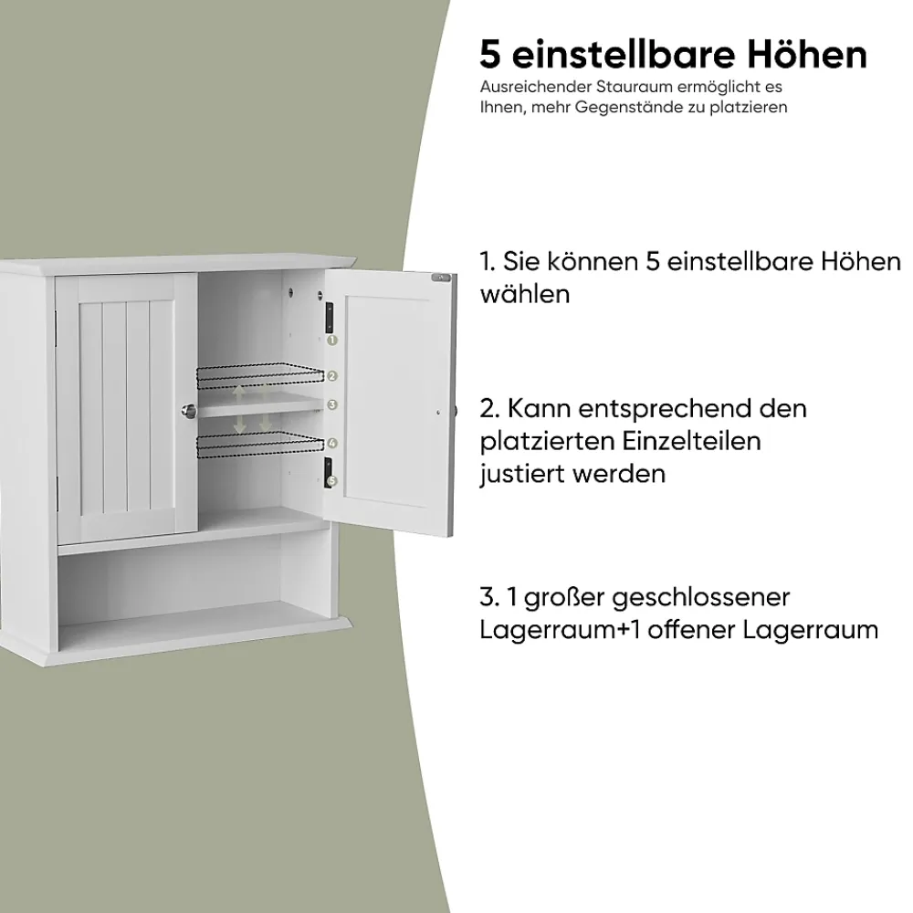 Armoire De Salle De Bains|ProximaX Armoire murale salle de bain blanche à double porte, armoire à pharmacie avec étagères réglables, multi-usage