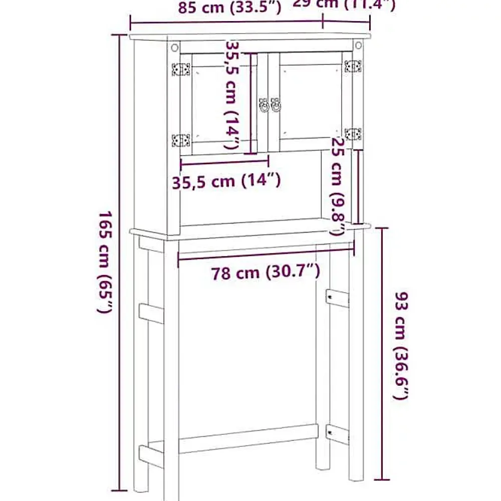 Meuble Wc|Vidaxl Armoire pour machine à laver salle de bain Corona pin massif