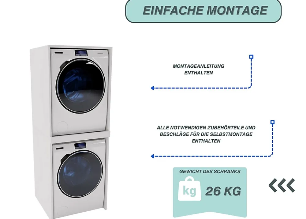 Rangement Buanderie|Raumhirsch Furniture Armoire pour machine à laver et sèche-linge RAUMHIRSCH Meuble compact pour laverie