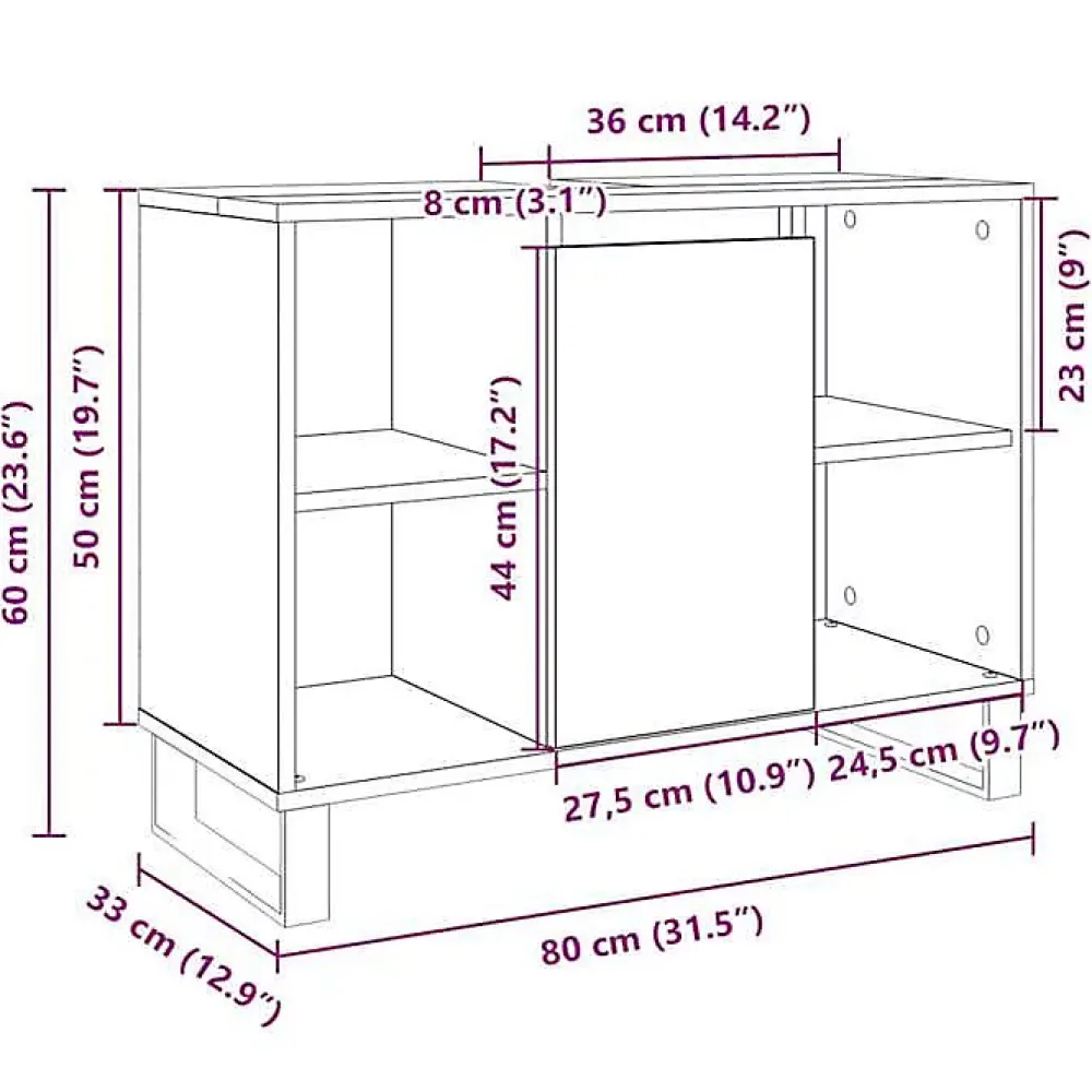 Meuble Wc|Vidaxl Armoire salle de bain chêne sonoma 80x33x60cm bois d'ingénierie