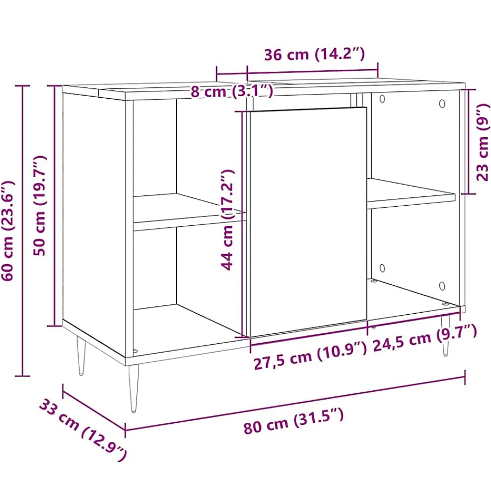 Meuble Wc|Vidaxl Armoire salle de bain chêne sonoma 80x33x60cm bois d'ingénierie