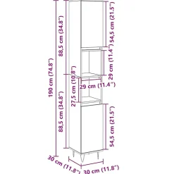 Vidaxl Armoire salle de bain chêne sonoma 30x30x190 cm