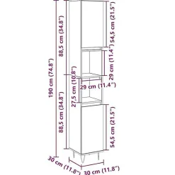 Vidaxl Armoire salle de bain chêne sonoma 30x30x190 cm