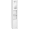 kleankin Armoire salle de bain, meuble de rangement colonne avec miroir, 2 portes, étagères réglables, 30x28x170cm, blanc