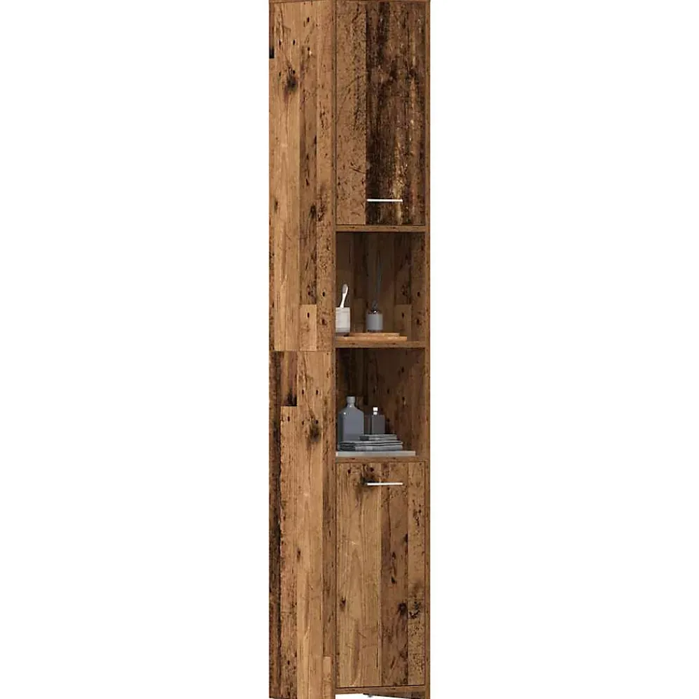 Meuble Wc|Vidaxl Armoire salle de bain vieux bois 30x30x183,5 cm bois ingénierie