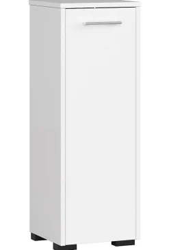 Akord Furniture Factory Armoire salle de bains AKORD FIN accr. au mur Blanche 30 cm 1 porte façade Blanche 2 étagères 30x30x85 cm