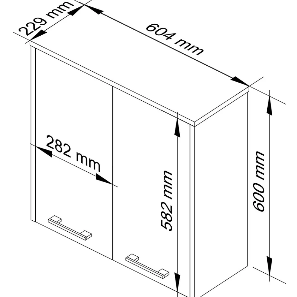Akord Furniture Factory Armoire salle de bains AKORD FIN Meuble Haut Suspendue Blanche 60 cm 2 portes façade Gris Graphite 2 étagères 60x22,5x60 cm