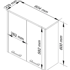 Akord Furniture Factory Armoire salle de bains AKORD FIN Meuble Haut Suspendue Wengé 60 cm 2 portes façade Chêne Sonoma 2 étagères 60x22,5x60 cm