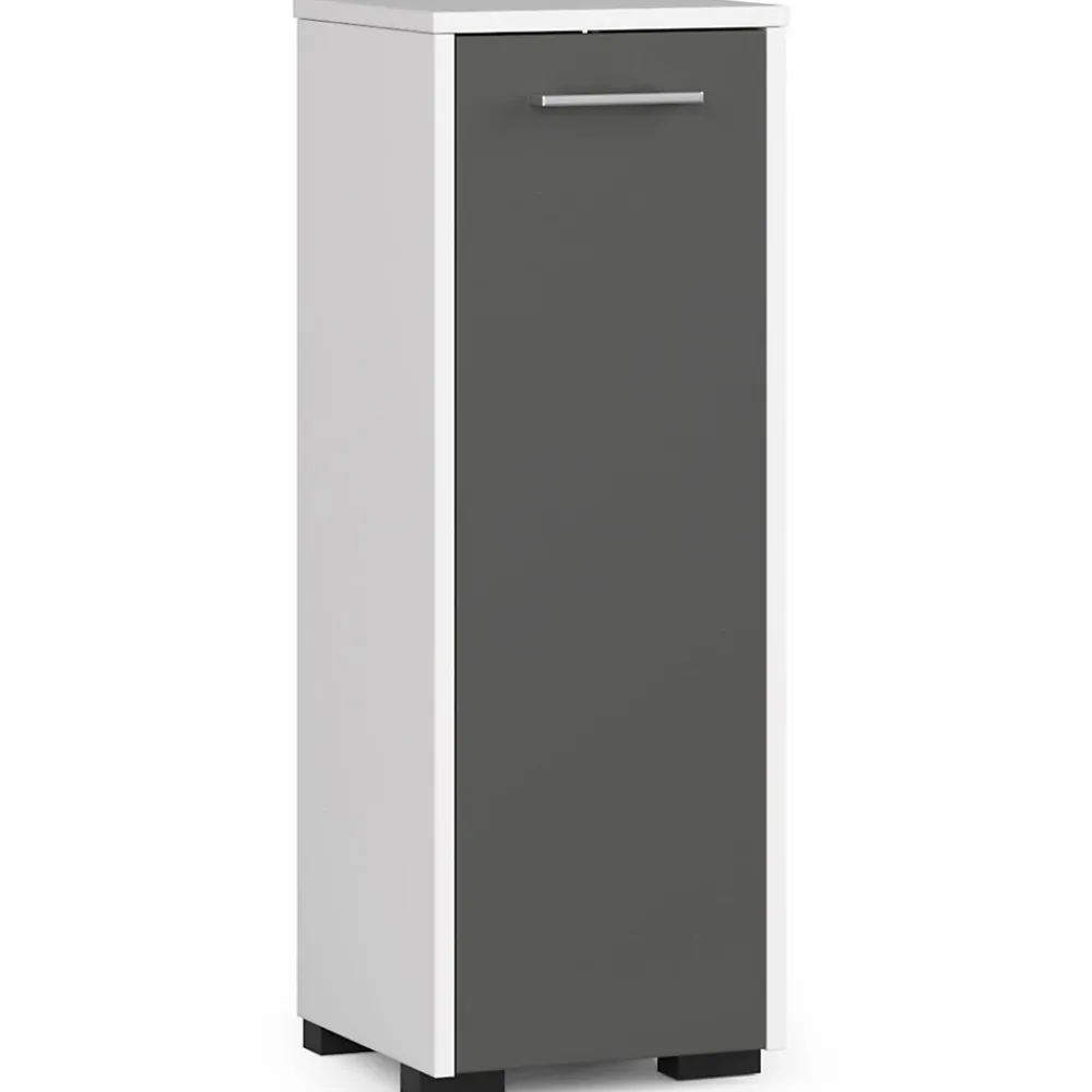 Akord Furniture Factory Armoire salle de bains AKORD FIN Blanche 30 cm 1 porte façade Gris Graphite 2 étagères 30x30x85 cm
