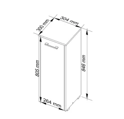 Akord Furniture Factory Armoire salle de bains AKORD FIN Blanche 30 cm 1 porte façade Gris Graphite 2 étagères 30x30x85 cm