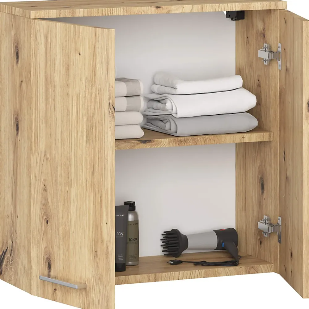 Akord Furniture Factory Armoire salle de bains AKORD FIN accr. au mur Chêne Artisan 60 cm 2 portes façade Chêne Artisan 2 étagères 60x22,5x60 cm