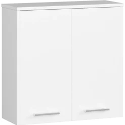 Akord Furniture Factory Armoire salle de bains AKORD FIN Meuble Haut Suspendue Blanche 60 cm 2 portes façade Blanche 2 étagères 60x22,5x60 cm