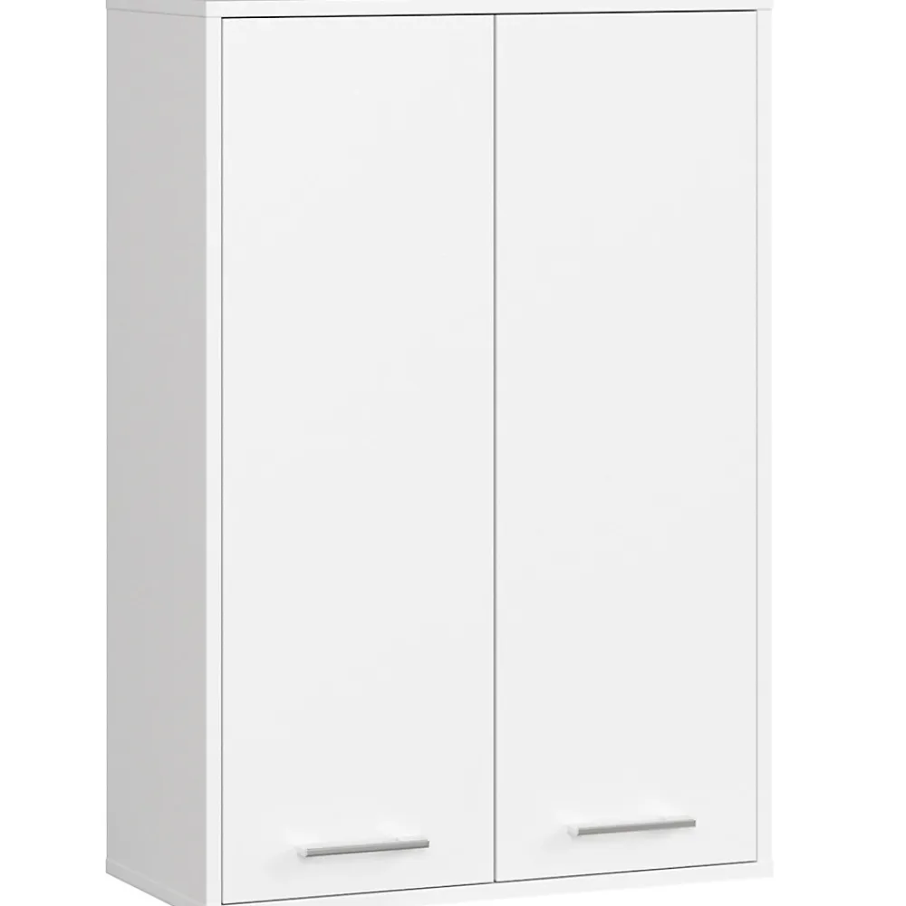 Armoire De Salle De Bains|Akord Furniture Factory Armoire salle de bains suspendue AKORD FIN Blanche 64 cm 2 portes pleine Blanche 4 étagères 64x30x94 cm