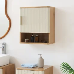 [En.Casa] Armoire suspendue de salle de bains Ferrersp 50 x 45 x 24 cm effet chêne / sable en.casa