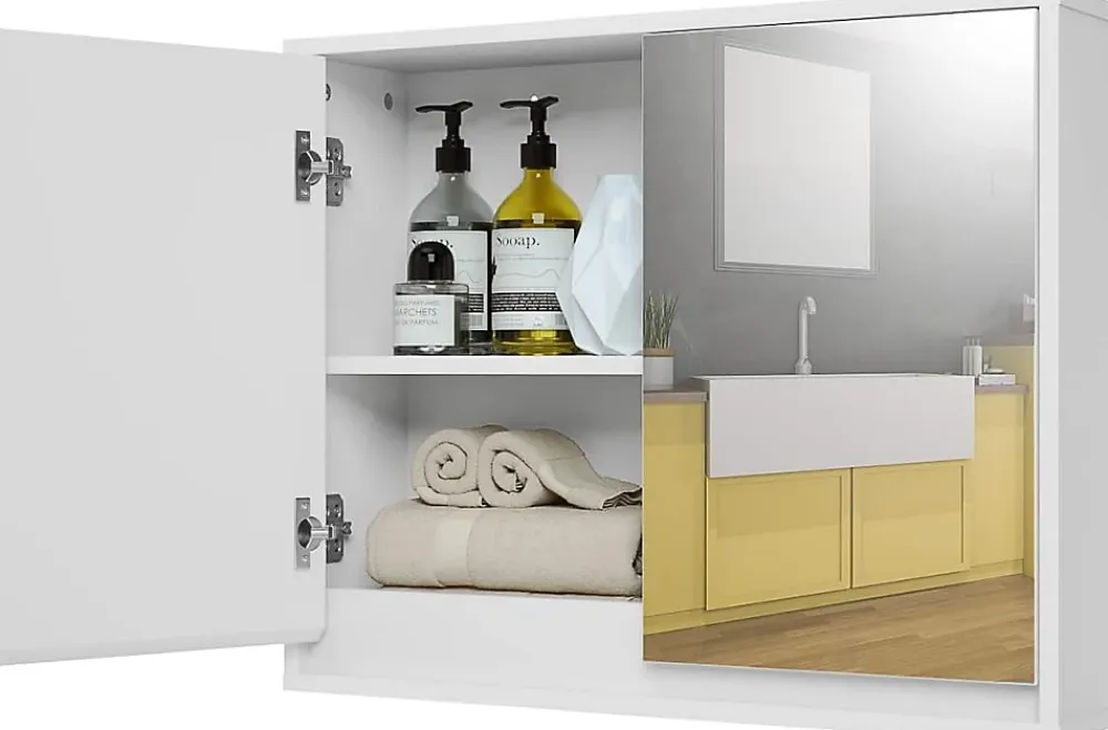 Armoire De Toilette|Giantex Armoire Toilette avec Miroir Murale, 2/3 Porte et 2/3 Etagères, Meuble à Miroir de Salle de Bain en MDF (56x14x45CM-2 Portes)