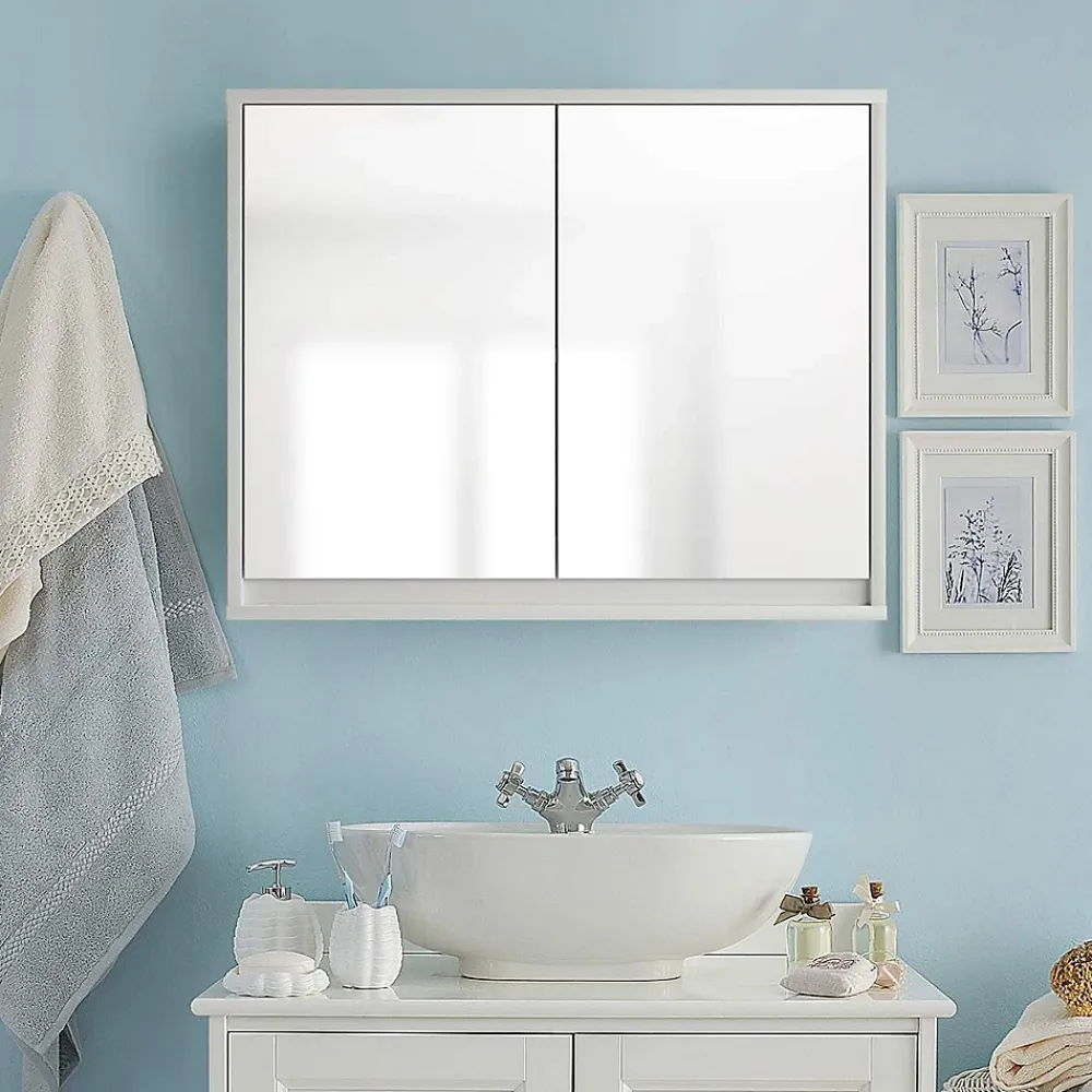 Armoire De Toilette|Giantex Armoire Toilette avec Miroir Murale, 2/3 Porte et 2/3 Etagères, Meuble à Miroir de Salle de Bain en MDF (56x14x45CM-2 Portes)