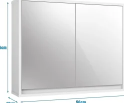 Armoire De Toilette|Giantex Armoire Toilette avec Miroir Murale, 2/3 Porte et 2/3 Etagères, Meuble à Miroir de Salle de Bain en MDF (56x14x45CM-2 Portes)