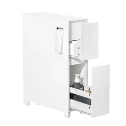 Meuble De Salle De Bains Faible Profondeur|Armoire De Salle De Bains|Sobuy Armoire Toilettes Compact, Meuble de Rangement Salle de Bain, BZR111-W,