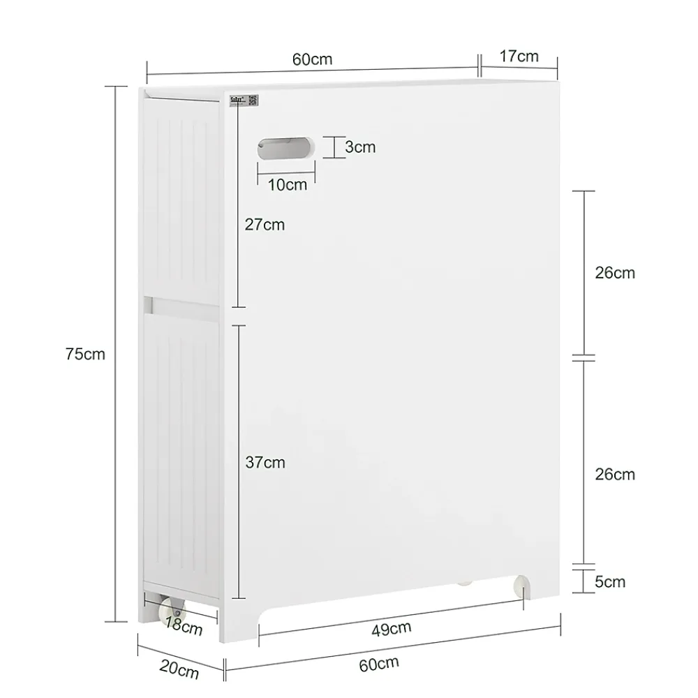 Meuble De Salle De Bains Faible Profondeur|Armoire De Salle De Bains|Sobuy Armoire Toilettes Compact, Meuble de Rangement Salle de Bain, BZR111-W,