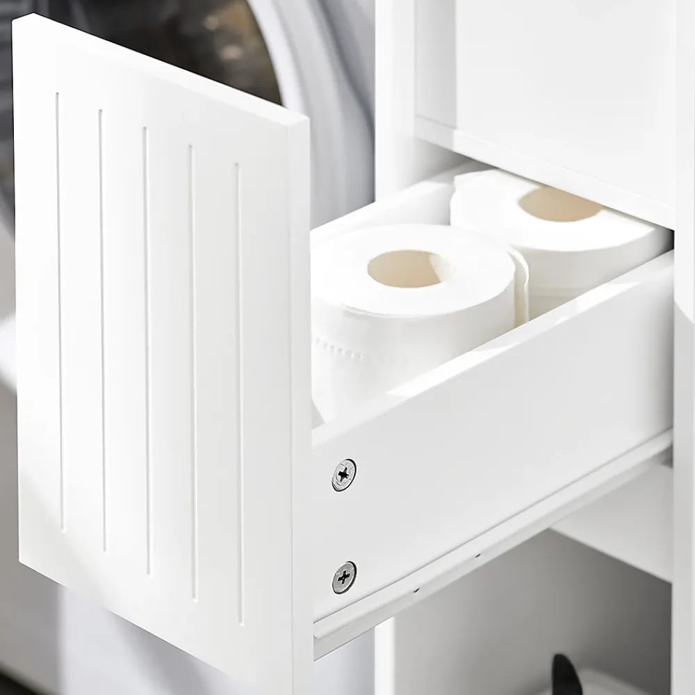 Meuble De Salle De Bains Faible Profondeur|Armoire De Salle De Bains|Sobuy Armoire Toilettes Compact, Meuble de Rangement Salle de Bain, BZR111-W,