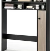 Meuble Wc|Giantex Armoire WC avec Etagere & 2 Compartiments & Tablettes reglables sur 10 niveaux & Anti-Bascule pour Buanderie Noir