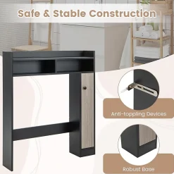 Meuble Wc|Giantex Armoire WC avec Etagere & 2 Compartiments & Tablettes reglables sur 10 niveaux & Anti-Bascule pour Buanderie Noir