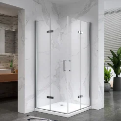 Saniverre ATEA Porte de douche d'angle H.180 cm pliante et pivotante - verre transparent 80 x 80 cm -