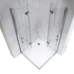 Saniverre ATEA Porte de douche d'angle H.180 cm pliante et pivotante - verre transparent 80 x 80 cm -