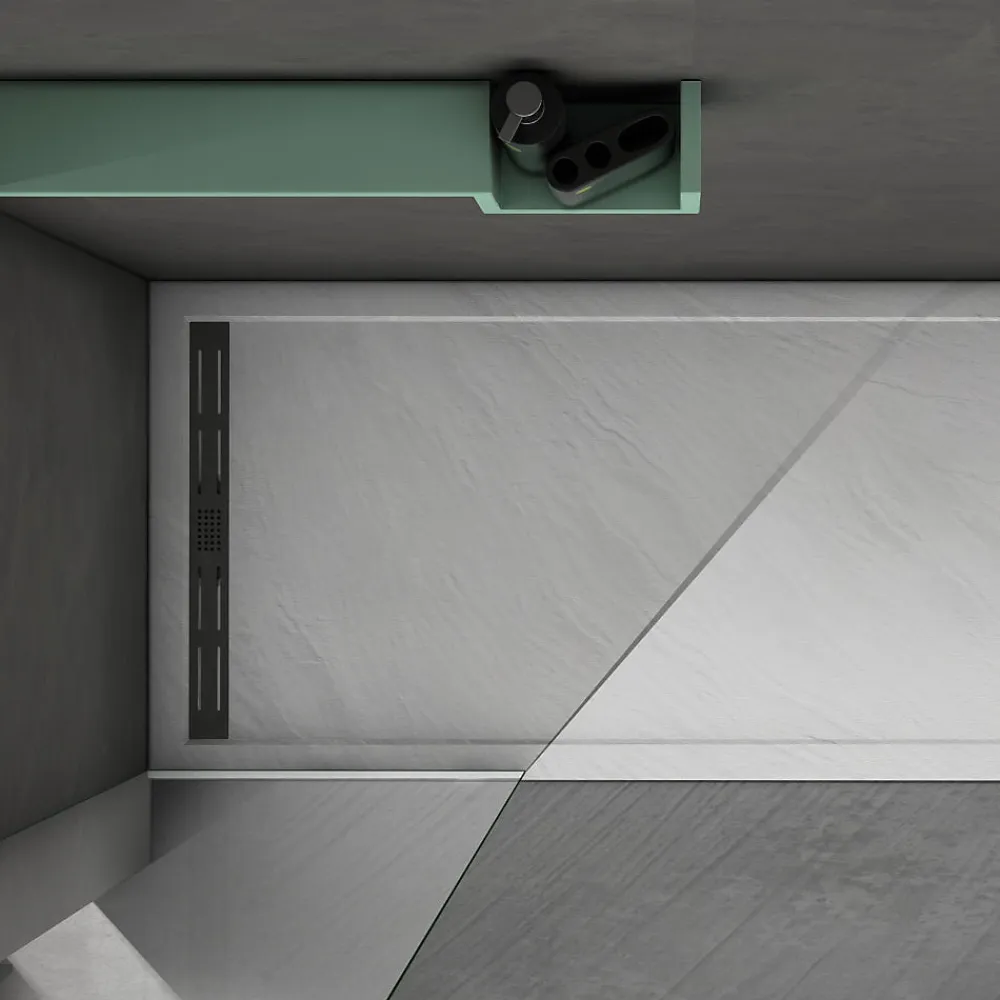 Receveur De Douche|Grand Verre Bac à douche gris 80x80 à clôture en résine et 60% charge minérale receveur avec bonde et grille en inox