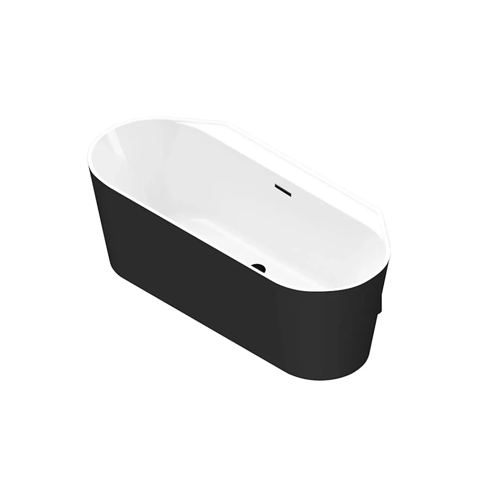 Baignoire Îlot|GoodHome Baignoire à double extrémités Nakina L. 180 x l. 80 cm noir