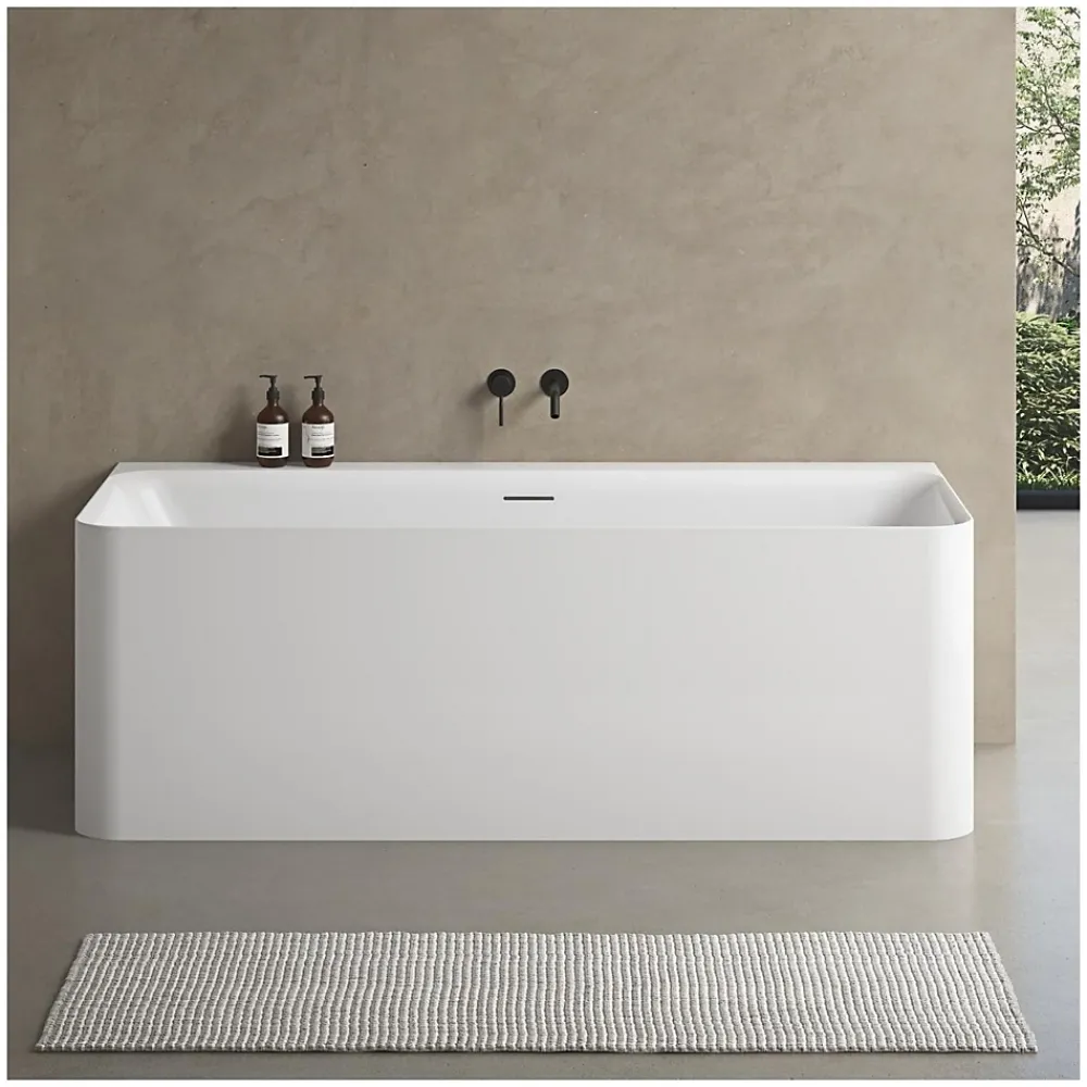 Baignoire Îlot|Mob-In Baignoire acrylique Lucite murale URBAN blanche 170cm URBAN
