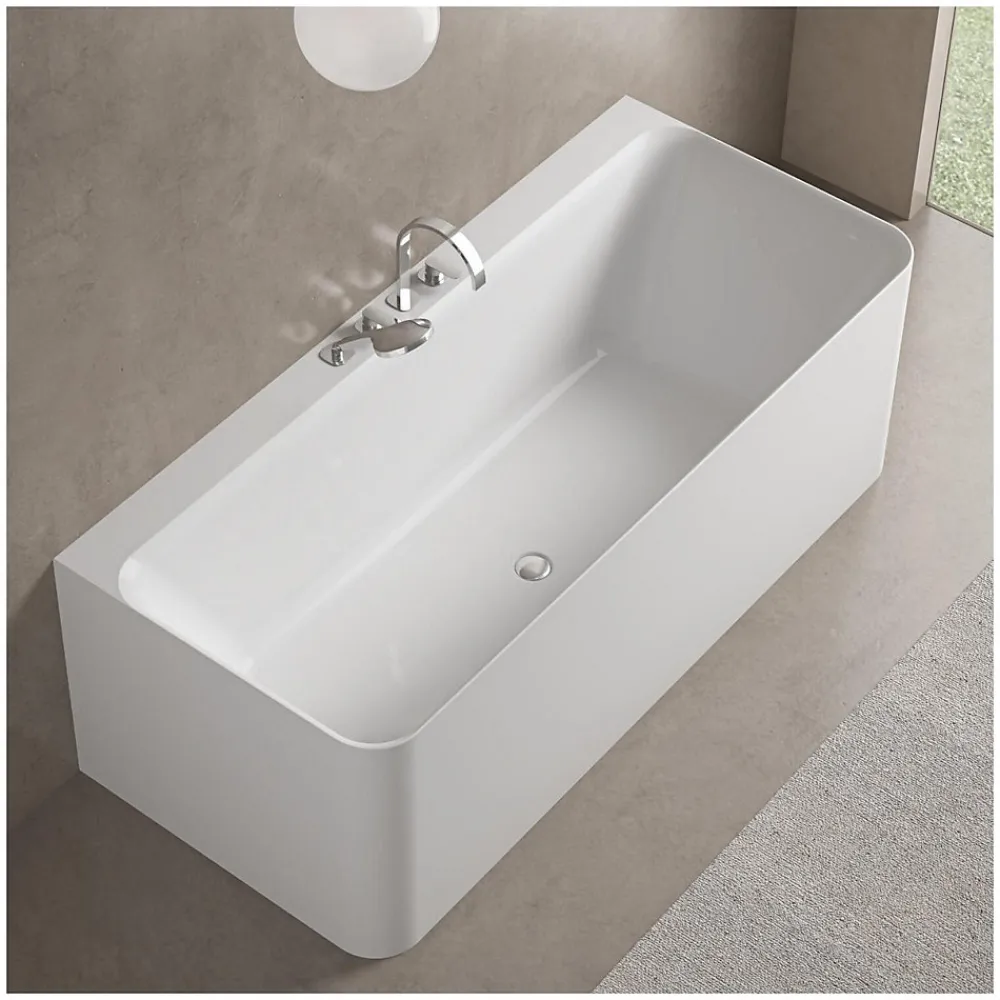 Baignoire Îlot|Mob-In Baignoire acrylique Lucite murale URBAN blanche 170cm URBAN