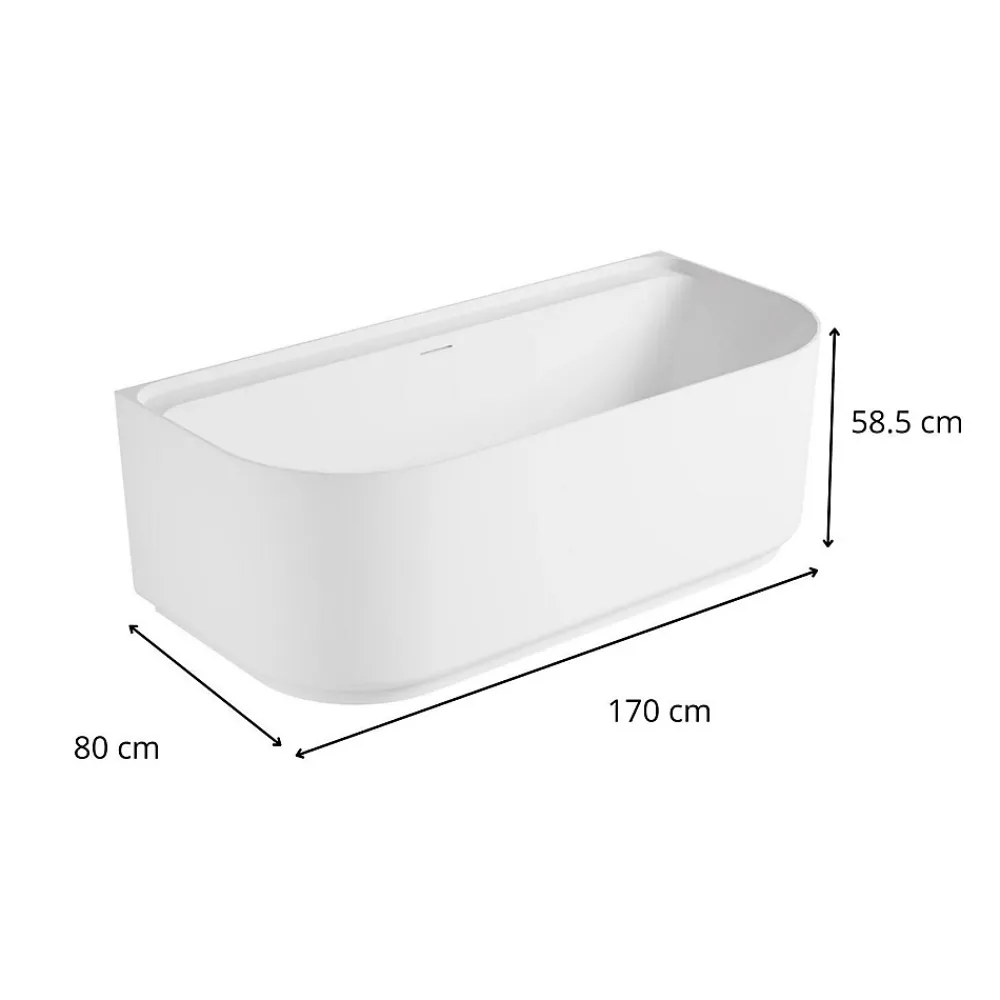 Baignoire Îlot|Mob-In Baignoire acrylique murale EQUINOXE blanche 170cm