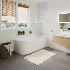 Baignoire D'Angle|GoodHome Baignoire adossée pour angle droit 160x75 cm Oguta blanc