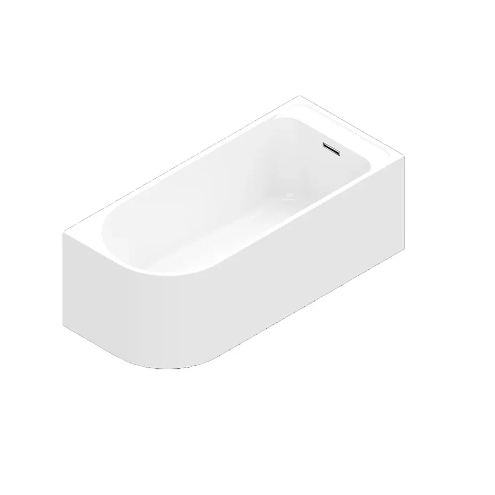 Baignoire D'Angle|GoodHome Baignoire adossée pour angle droit 160x75 cm Oguta blanc
