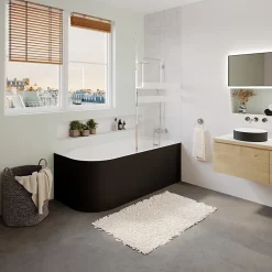 Baignoire D'Angle|GoodHome Baignoire adossée pour angle droit 170x75 cm Oguta noir mat