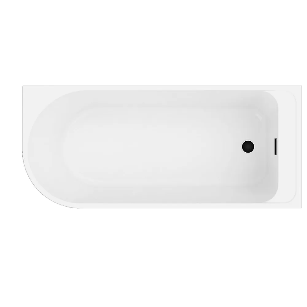 Baignoire D'Angle|GoodHome Baignoire adossée pour angle droit 170x75 cm Oguta noir mat