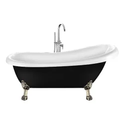 Baignoire Îlot|Rogier & Mothes Baignoire ancienne retro sur pieds RICHMOND Noire 171 cm Pieds de Lion Bronze jaune vieilli