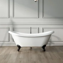 Rogier & Mothes Baignoire ancienne retro sur pieds DARLINGTON Blanche 175 cm Pieds de Lion Noirs