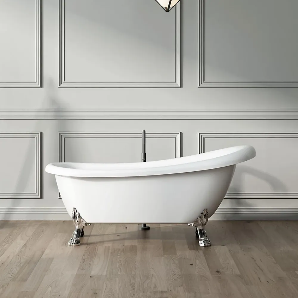 Rogier & Mothes Baignoire ancienne retro sur pieds RICHMOND Blanche 155 cm Pieds d'Aigle Chromes