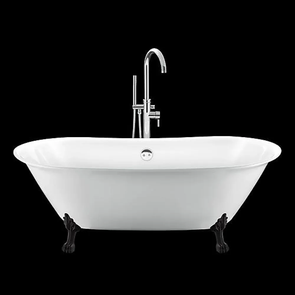 Rogier & Mothes Baignoire ancienne retro sur pieds SURRY HILLS Blanche 165 cm Pieds de Lion Noirs